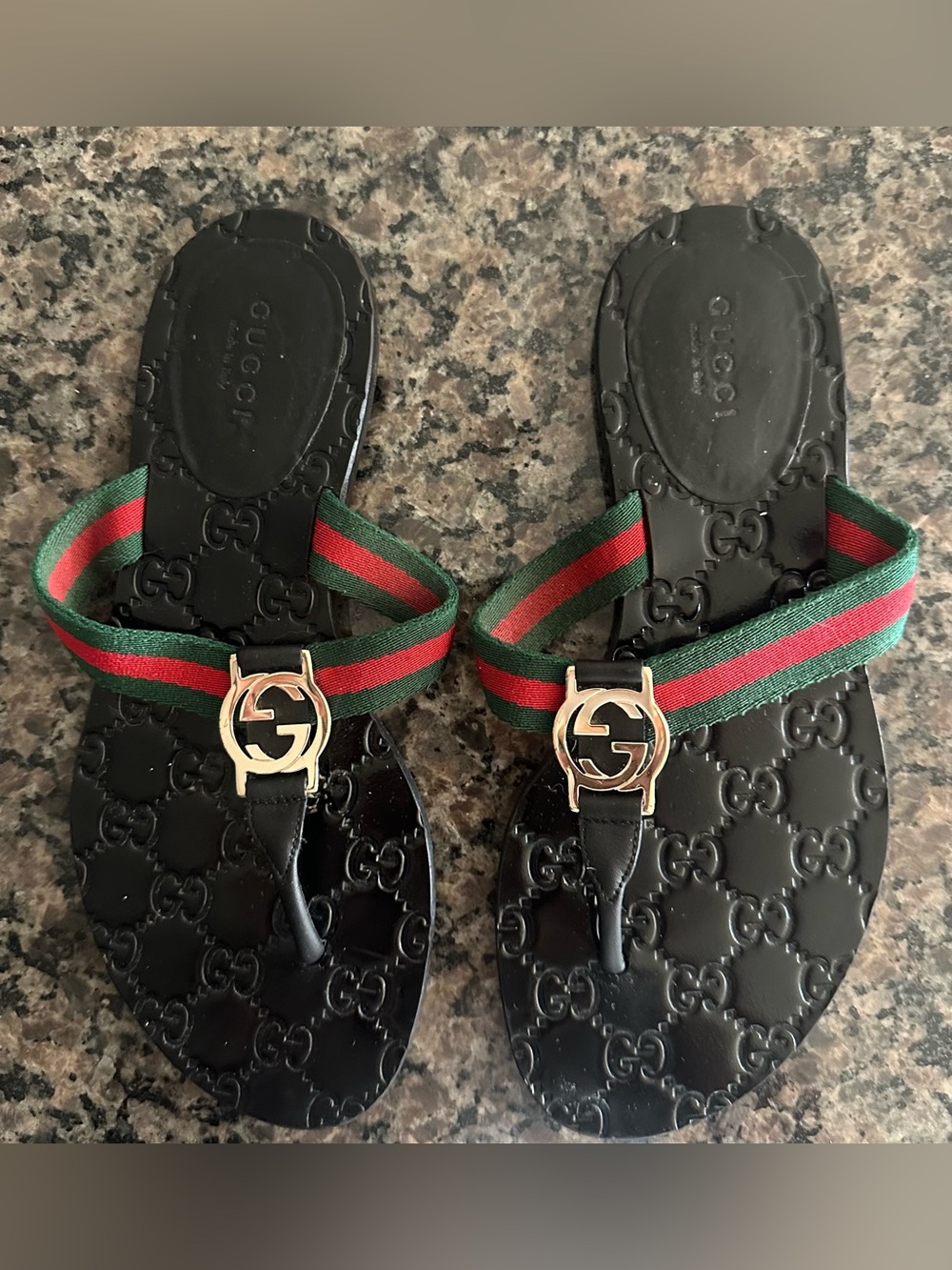 Gucci Web Stripe GG Thong Sandals – EU 35.5 / Approx. US 5.5–6